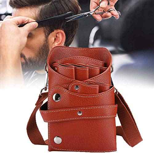 Ymiko Scissor Pouch Belt, Salon Barber Hair Scissors Holster Scissors Pouch PU Leather Hair Stylist Shear Hairdressing Tool Case Bag Holder Pouch with Waist Shoulder Belt (Brown)