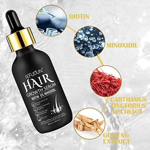 2 Pack 5% Minoxidil Hair Growth Serum,Minoxidil For Men and Women Hair,2.02 oz Biotin Hair Regrowth Serum Treatment For Getting Thicker Healthier Hair