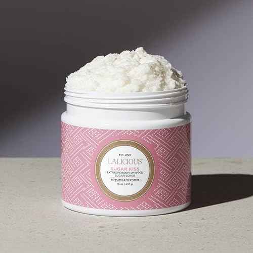 LALICIOUS Extraordinary Sugar Kiss Sugar Scrub, Exfoliating Body Scrub with Coconut Oil & Honey, Moisturizing Body Exfoliator for Glowing Radiant Hydrating Skin, Zero Greasy, No Parabens - 16oz
