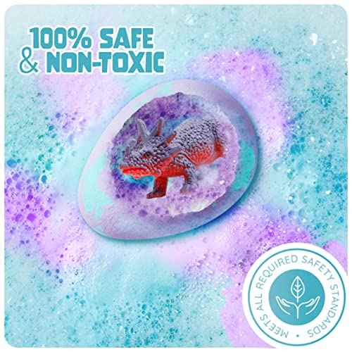 Dan&Darci Dino Egg Bath Bombs for Kids - Kid Baths Bomb with Surprise Inside - Dinosaur Toys Gift for Boys and Girls Ages 6 7 8 Years Old Gifts - Fun Educational Toy Fizzy - Basket Stuffers