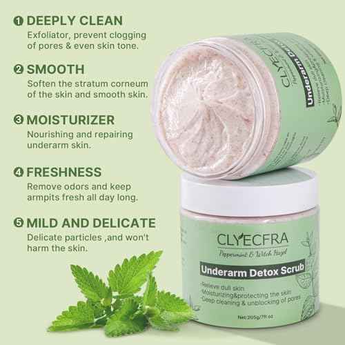 Peppermint Underarm Detox Scrub,Armpit Detox For Women,Body Scrub & Detox Cleanse,Body Exfoliator Scrub For Deeply Cleanses,Exfoliates,Moisturizes&Relieves Odor,for Armpits,Elbows,Knee & Whole Body