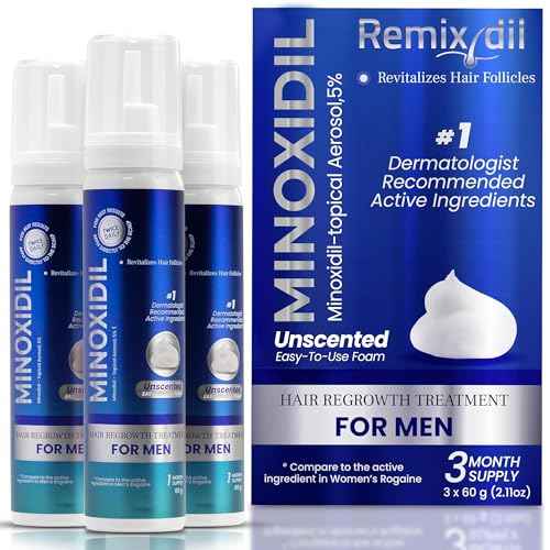 Remixidil Men¡¯s 5% Minoxidil Foam | Hair Regrowth Treatment for Men | Clinically Proven Formula for Hair Loss and Hair Growth | No Scalp Irritation | 3-Month Supply