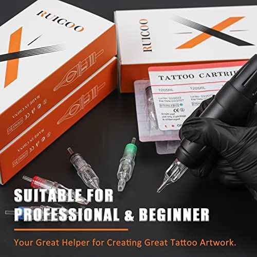 Tattoo Machine Kit - Ruicoo Complete Rotary Pen with Tattoo Cartridges Needles Tattoo Transfer Paper for Beginners and Artists