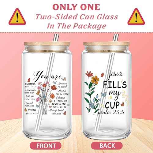 Christian Gift for Women Faith Religious Gifts Birthday Mothers Day Gifts for Women Mom Sister Best Friends Wife Coworkers-Inspirational Verse Glass/Makeup Bag