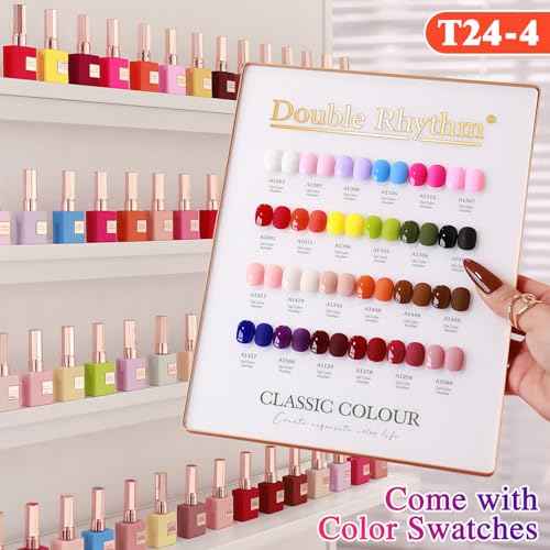 Double Rhythm 28Pcs 0.5Oz Gel Nail Polish Set Same Color Same Bottle Soak Off Gel Polish Kit Nail Art Manicure Salon DIY at Home for Women (Red Pink Collection-T24-4)
