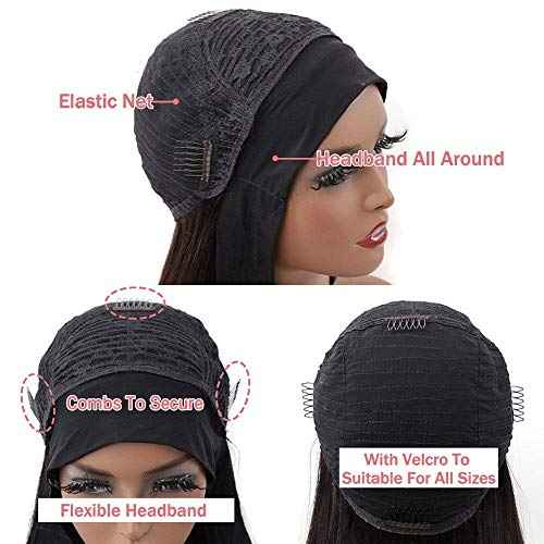 higher Body Wave Headband Human Hair Wig 18 Inch Glueless None Lace Front Wig Brazilian Virgin Hair Wear and Go Wigs for Black Women 150% Density Wigs Natural Color