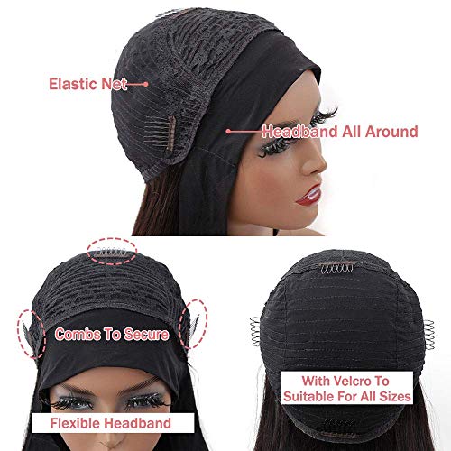higher Body Wave Headband Human Hair Wig 22 Inch Glueless None Lace Front Wig Brazilian Virgin Hair Wear and Go Wigs for Black Women 150% Density Wigs Natural Color