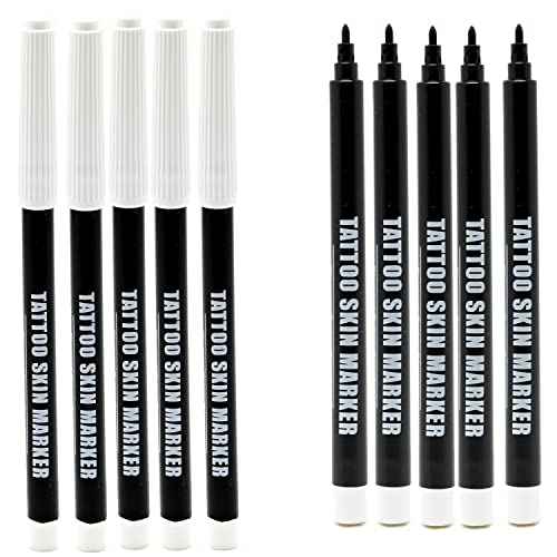Element Tattoo Supply Body Marker Pens - Temporary Tattoo Markers for Skin, Body Safe & Washable Skin Scribes for Tattooing, Sketching & Freehand Drawing, Purple Bold Tip, 5 Pack
