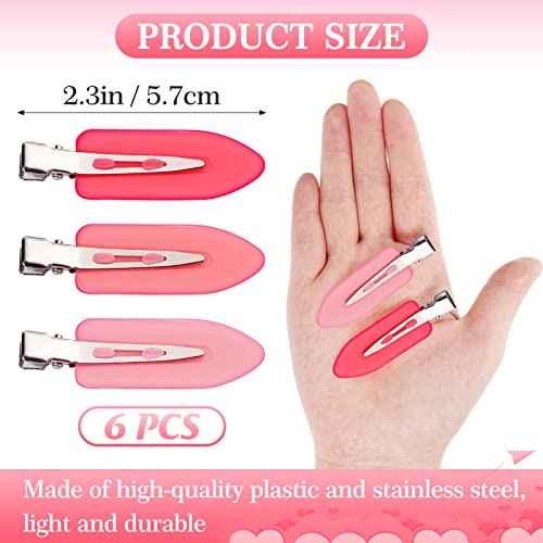 6Pcs No Bend Hair Clips- Creaseless Hair Clips Styling Duck Bill Clip No Dent Alligator Hair Barrettes Small Gifts for Women Girls Salon Hairstyle Hairdressing Bangs Makeup, Gradient Pink