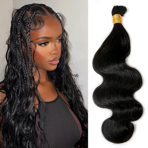 YWIGS Human Hair Braiding Hair for Boho Braids 100G Unprocessed Boho Body Wave Human Hair for Braiding NC 20inch