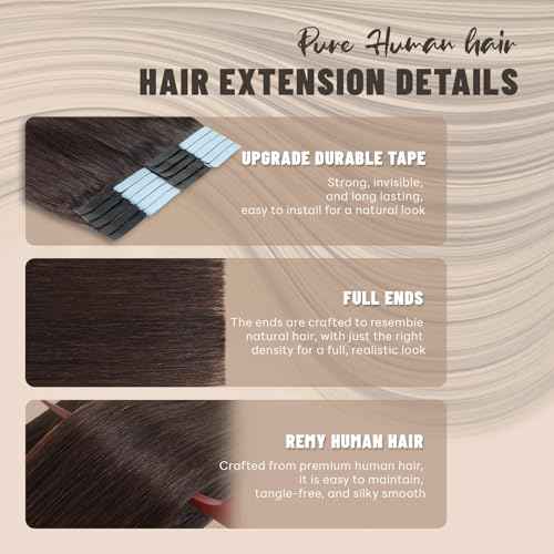 Tape in Hair Extensions Human Hair 18 Inch 50g 20Pcs Remy Human Hair Extensions Invisible Straight Seamless Tape in Extensions (18in, 50g, #2)