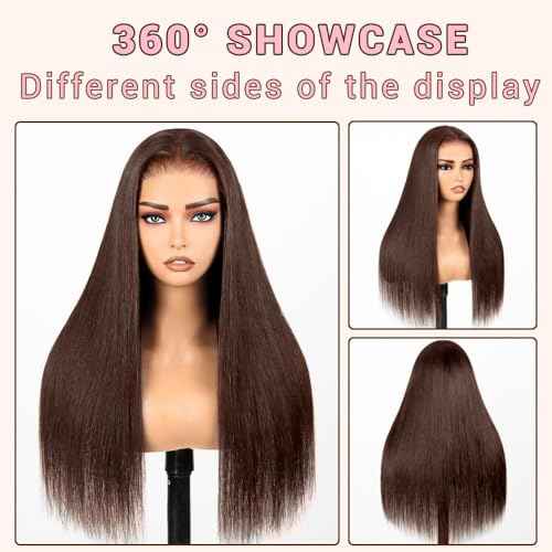 26 Inch Chocolate Brown Lace Front Wig Human Hair 220 Density 9x6 HD Lace Brown Wear and Go Glueless Wigs Pre Plucked Pre Cut Dark Brown Wig Human Hair Straight Glueless Wig for Women