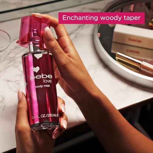 Bebe Love Body Mist - Body Spray for Women - Floral Fruity Fragrance Mist - Romantic Scent with Sicilian Lemon, Redcurrant, and Pink Freesia - 8.4 oz