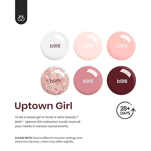 Beetles Gel Nail Polish Kit with U V Light, 6 Colors Starter Kit Pink Nude White Glitter Gel Polish with Base Gel Top Coat Cuticle Oils Nail Accessories for Girls Women Winter Christmas Gifts