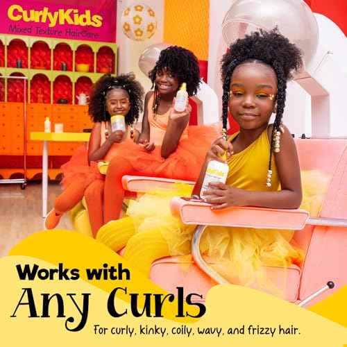 CurlyKids Hair Detangler Conditioner for Kids Kinky, Wavy & Curly Hair - Sulfate & Paraben Free Hair Care Formula - 8oz