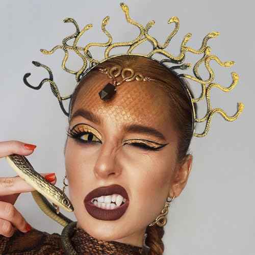 BARTOSI Medusa Snake Headband Greek Goddess Headpiece Halloween Costume Hair Accessories for Women and Girls
