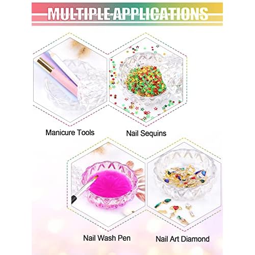 TOROKOM Monomer Dish with Lid Dappen Dish Nail Cup Glass Nail Dish for Liquid Powder Monomer Holder Laser Color Damping Dapping Dish for Acrylic Nails