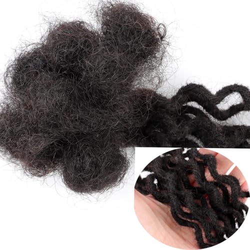 8 Inch 30 Strands Curly Wave Loc Extensions Human Hair, 0.6cm Dreadlock Extensions Human Hair for Women Men Kids Full Handmade Permanent Dreads Locs Natural Black