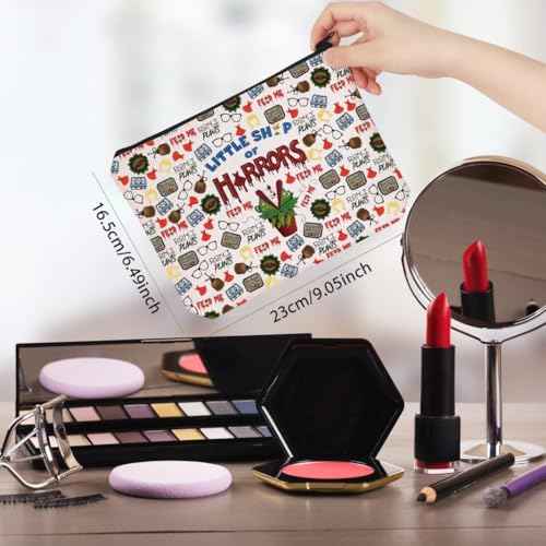 WCGXKO Horror Lover Gift Scary Movie Gift Little Shop Movie Makeup Bag Scary Lover Gift