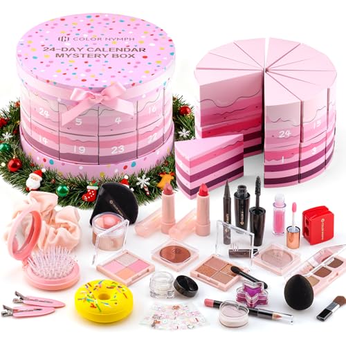 Color Nymph Makeup Advent Calendar 2025, 24 Days Advent Calendar Mystery Box for Christmas, Makeup Gift Sets - Xmas Beauty Countdown Calendar Full Makeup Kits for Teens Girls Kids #Pink