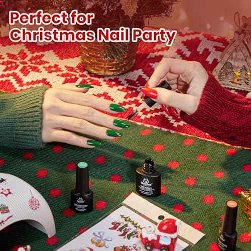Beetles 82 Pcs Gel Nail Polish Kit with U V Ligh - 55 Color Gel Nail Kit Christmas Gifts for Teens Women Girls Soak Off Color Enchantment Winter Red Nails Art Home Salon Beginner DIY Manicure Set