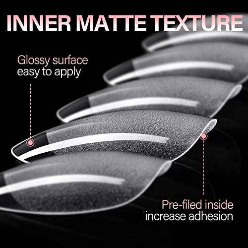 AILLSA Short Almond Nail Tips 360Pcs Full Cover Gel Nails Tips Half Matte No File Clear False Gelly Soft Nails Tip Fake Almond Shaped Nails for Press On Nail Extension DIY Valentine Gift 12 Sizes