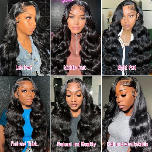 28 Inch Body Wave Lace Front Wigs Human Hair 13x4 HD Lace Front Wigs Human Hair Pre Plucked Body Wave Glueless Frontal Wigs Human Hair 180% Density for Women