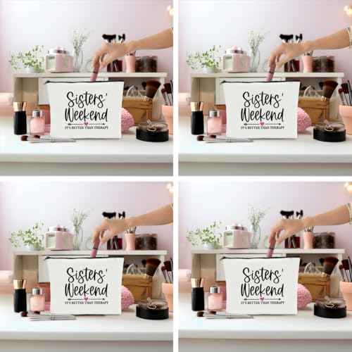 4 Pcs Girls Weekend Gifts for Women Girls Trip Favors Makeup Bag Cosmetic Bag Bestie Gifts Weekend Bag Coin Purse for Female Lady Girl Daughter Friend Travel Vacation Christmas Birthday
