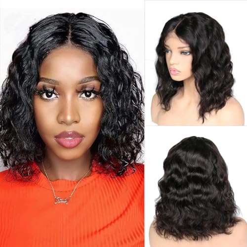 LICHANG Wear And Go Body Wave Bob Wig Human Hair 13x4 HD Lace Front Wigs Glueless Pre Plucked with Baby Hair 180% Density Short Bob Wigs for Black Women (14 Inch, Natural Color)