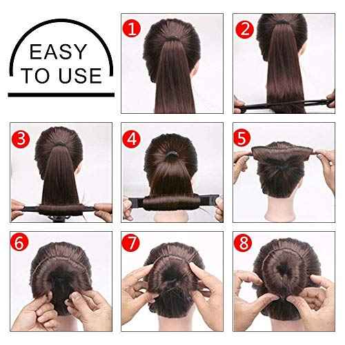 Hair Accessories Set - Foam Sponge Bun Shapers, Magic French Twist Clip, Snap Bun Makers, Elastic Bands, and Hair Pins (Brown)