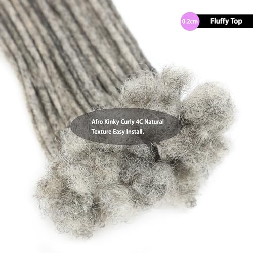 Loc Extensions Human Hair 100% Black and Gray 0.2cm 10inch 30 strands Salt and Pepper Grey & Black Handmade Dreadlock Extensions