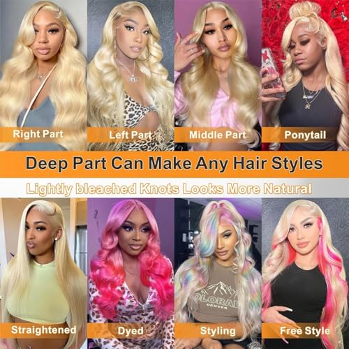 613 13x6 Lace Front Wigs Body Wave Human Hair Blonde 613 Body Wave 13X6 HD Lace Front Wigs Pre Plucked Lace Frontal Wig Loose Wave Glueless Wig Human Hair Business Daily Wear Wig for Women 20 Inch
