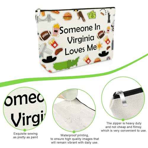 Virginia State Makeup Bag Virginia Gift for Women Long Distance Relationships Gift Travel Souvenir Cosmetic Bag Christmas Vacation Presents for Friend Sister Graduation Cosmetic Pouch Trip Present