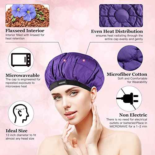 Cordless Deep Conditioning Heat Cap - Safe, Microwavable Heat Cap for Steaming, Heat Therapy for Hair, Flaxseed Seed Interior for Maximum Heat Retention (Second Generation)