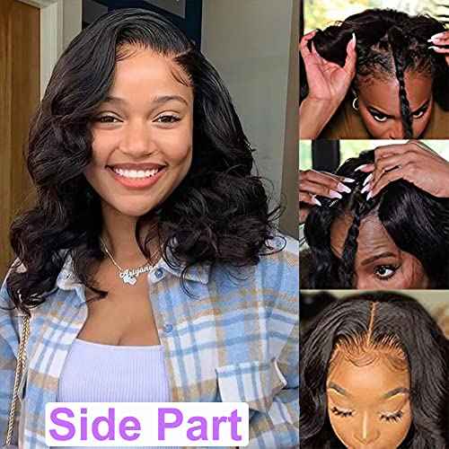 Xagujpo Body Wave V Part Wig Human Hair Upgrade U Part Human Hair Wigs for Black Women 100% Beginner Friendly No Sew In No Glue 180% Density Natural Color (8 inch)