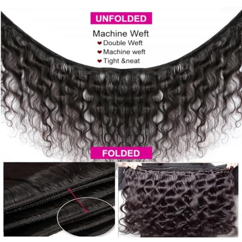 Body Wave Human Hair Long Brazilian Virgin Hair Bundles - Natural Black Color, Can Be Dyed and Styled - 3 Weave Bundles - Total 300g - 22, 24, 26 Inch