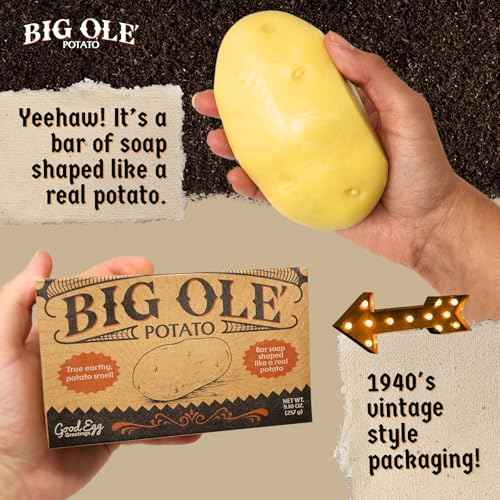 Big Ole Potato - Prank Gifts of Fake Potato - Funny Gift Soap with Potato Sack Exfoliating Body Scrub - Funny Gag Gift for Men and Women - Funny Gifts for Birthday, Office, or Christmas 9.10oz (257g)