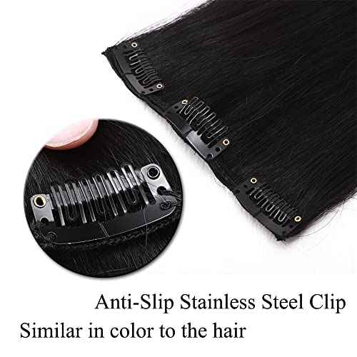 MY-LADY Clip in Hair Extensions Real Human Hair Jet Black 20 Inch 80g Remy Hair 8pcs Weft Balayage Full Head Silky Natural Straight for Women