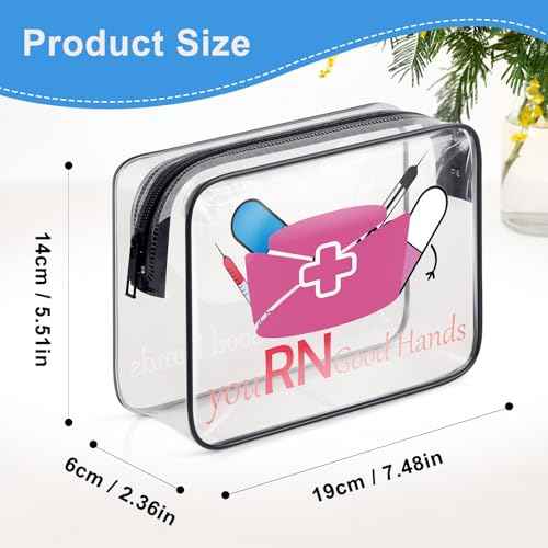 RN Makeup Bag Nurse Gifts for Women Nurses Week Gifts Nurse Birthday Gift for Sister Friends Mom Clear Cosmetic Bag Christmas Graduation Gift for Nurses Practitioner Registered Nurse RN Toiletry Pouch