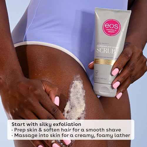 eos Cashmere Skin Collection Pre-Shave Scrub- Vanilla Cashmere Scented, Exfoliating Body Scrub, 7 fl oz