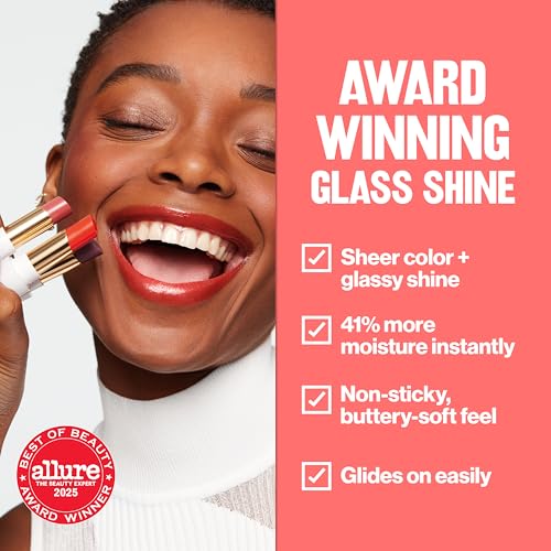 REVLON Super Lustrous Glass Shine Balm, Hydrating Tinted Lipstick, Sheer, Glossy Shiny Finish, 008 Rum Raisin, 0.11 oz