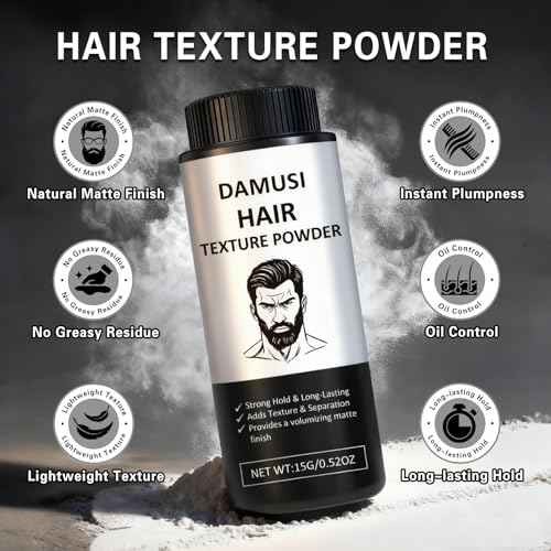 DAMUSI Hair Texture Styling Powder for Men & Women - Hair Texturizing Volume Powder with Matte Finish, Strong Hold, Easy to Apply for All Hair Styles 0.52 Oz(Pack of 2)