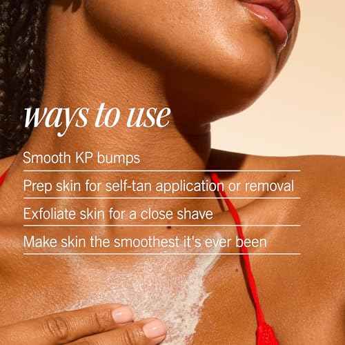 First Aid Beauty - KP Bump Eraser Body Scrub with 10% AHA, Keratosis Pilaris Exfoliator with Glycolic and Lactic acids, Helps Reduce Chicken Skin Bumps, Safe for Sensitive Skin, Peach Scent (8 oz)