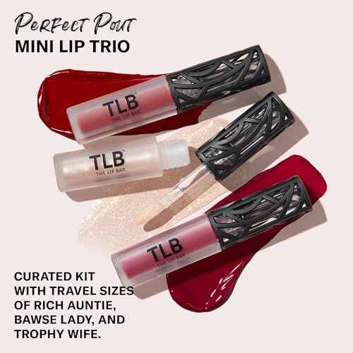 The Lip Bar - Perfect Pout Mini Lip Trio Gift Set (3 Products) - Nonstop Liquid Matte Lipstick & Non-Sticky Lip Gloss - Travel Size - Gift Box - Vegan, Gluten Free, Cruelty Free - Makeup & Cosmetics