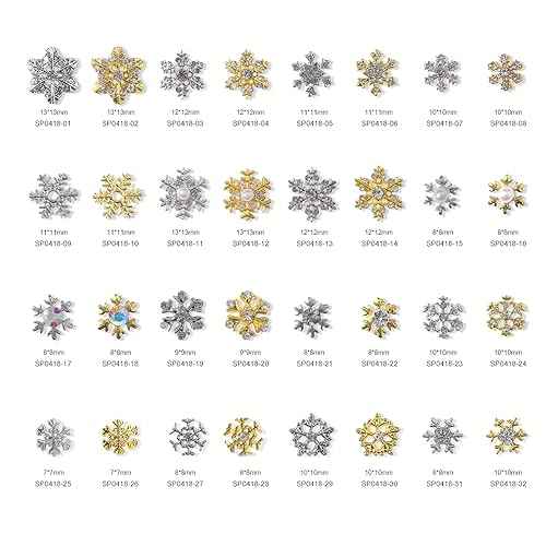 AUOCATTAIL 32PCS Snowflake Nail Rhinestones Christmas Nail Art Charm 3D Gems Crystals Diamonds Accessories for DIY Manicure Craft