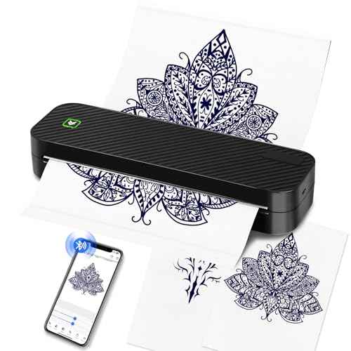 Wireless Tattoo Transfer Stencil Printer Machine 2600mAh Thermal Printer with 10pcs Transfer Paper and Thermal Paper Compatible Android and iOS PC Tattoo Kit for Artists & Beginners