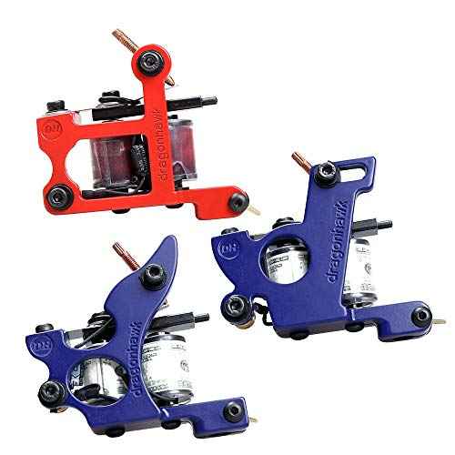 Dragonhawk Complete Tattoo Kit with Case, Beginner Traditional Coils Tattoo Machines, Power Supply Immortal Tattoo Inks,Tattoo Needles Foot Pedal Grips Tips