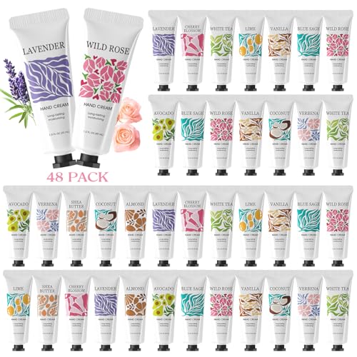 BODY & EARTH # LOVE 48 Pack Hand Cream for Women Gifts Moisturizing Hand Lotion Cream For Dry Hands Bulk Mini Hand Lotion Gift Sets For Mother's Day Valentine's Day Christmas