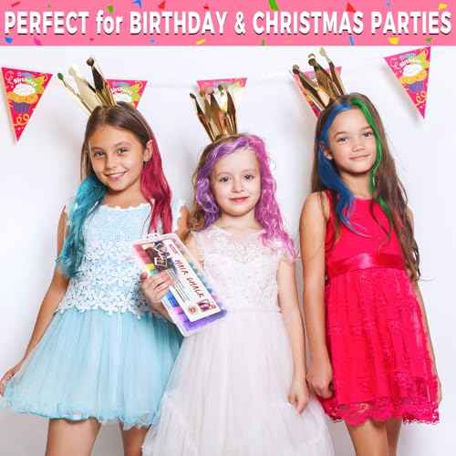 Hair Chalk 12 Color, Hair Chalk for Girls, Washable Hair Color Dye for Girls,Age 4 5 6 7 8 9 10 New Year Birthday Cosplay DIY -PINK