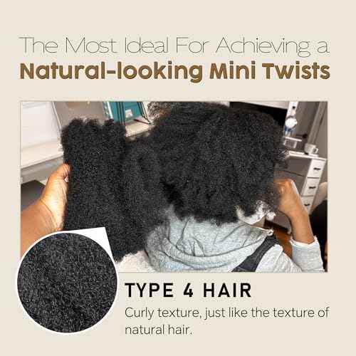 Afro Kinkys Bulk Human Hair -100% Real Human Hair for Mini Twist, Braiding, Loc Extensions & Crochet, Kinky Curly Hair Bundles, Natural Afro Bulk for Dreadlocks(1B, 18 Inch(Pack of 1))